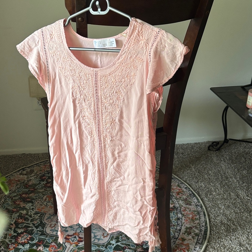 Pink Embroidered Women's Top